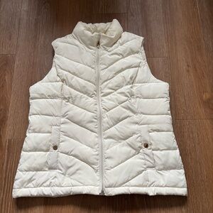 Charter Club Cream Quilted Puffer Vest Full Zipper Size Medium 100% Polyester